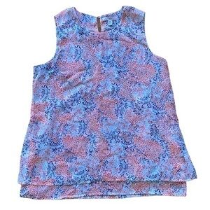 Fever Women’s Blouse sleeveless double layer pattern all over keyhole back